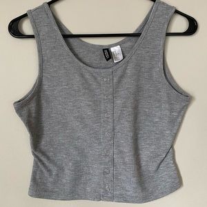 H&M Cropped Tank with buttons - Gray - medium